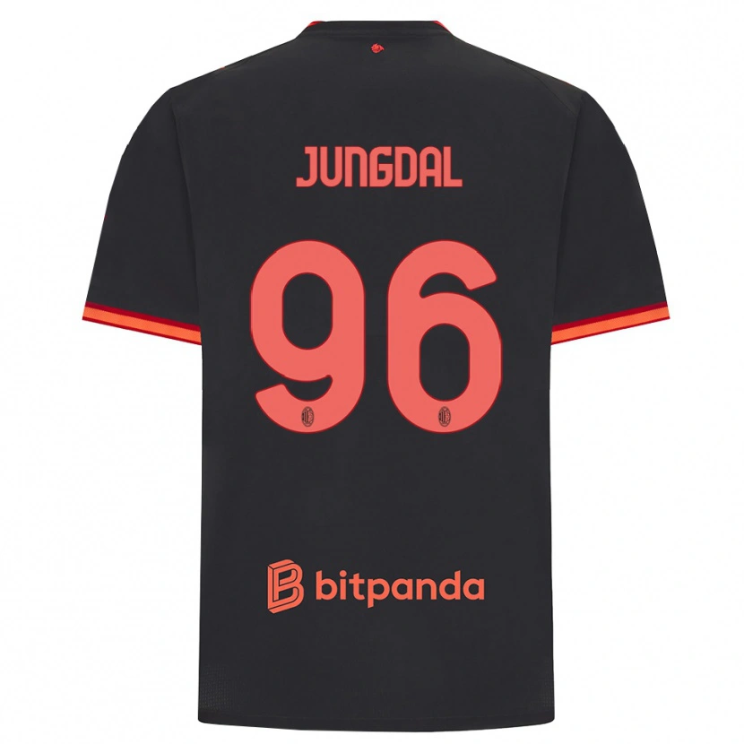 Danxen Criança Camisola Andreas Jungdal #96 Preto Vermelho Terceiro 2026/27 Camisa Brasil