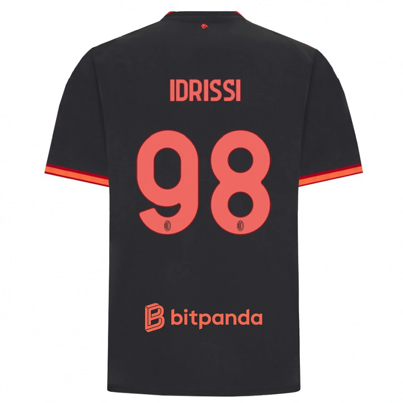 Danxen Criança Camisola Yahya Idrissi #98 Preto Vermelho Terceiro 2026/27 Camisa Brasil