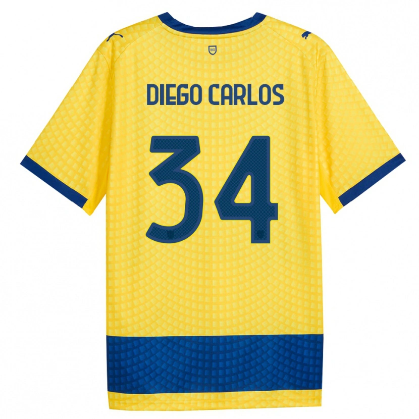 Danxen Criança Camisola Diego Carlos #34 Amarelo Azul Preto Alternativa 2026/27 Camisa Brasil
