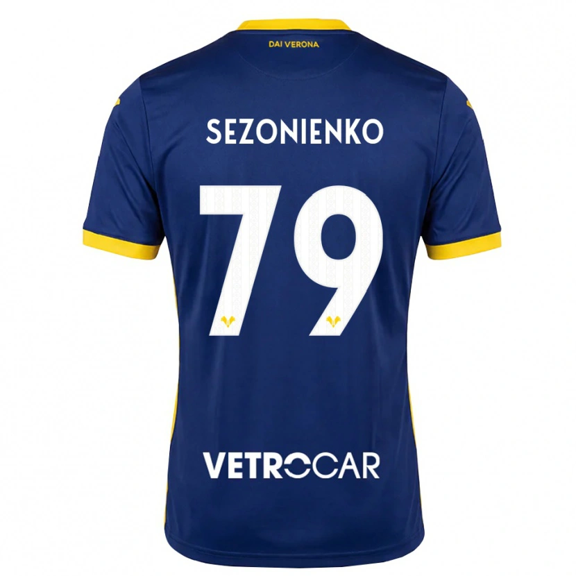 Danxen Homem Camisola Kacper Sezonienko #79 Azul Real Amarelo Branco Principal 2026/27 Camisa Brasil
