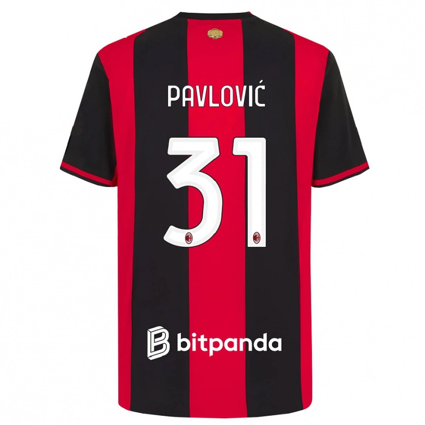 Danxen Homem Camisola Strahinja Pavlović #31 Vermelho Preto Branco Principal 2026/27 Camisa Brasil