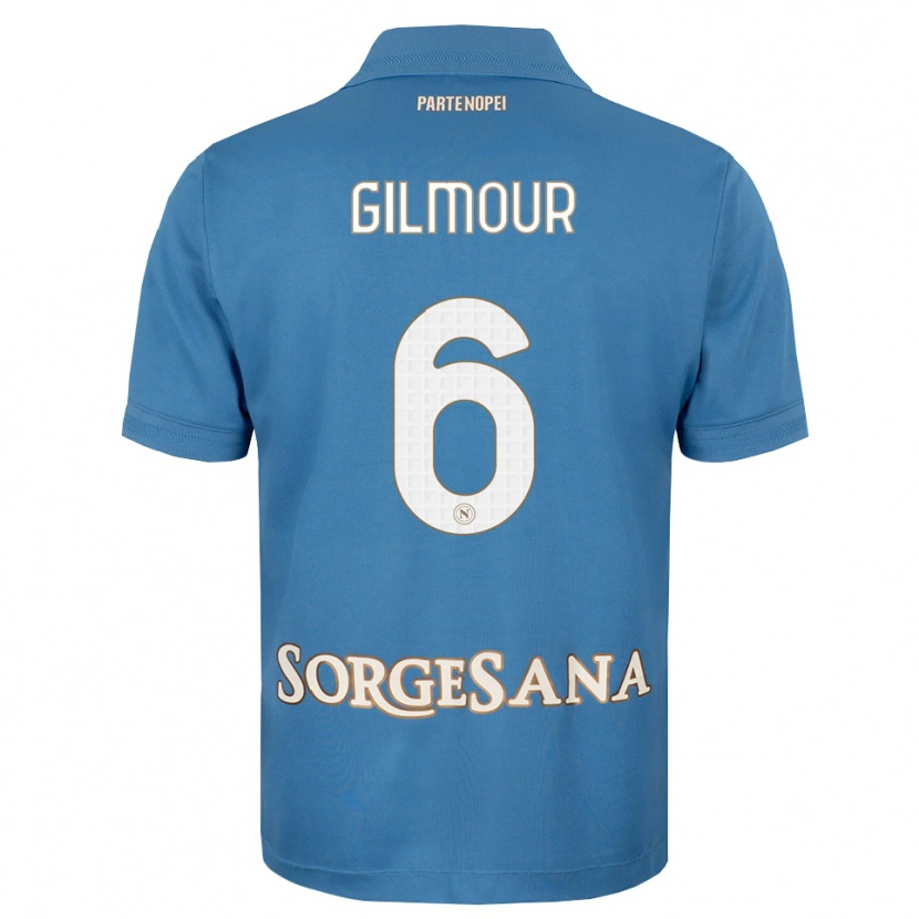 Danxen Homem Camisola Billy Gilmour #6 Azul Bruma Branco Principal 2026/27 Camisa Brasil