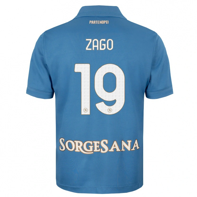 Danxen Homem Camisola Gabriele Zago #19 Azul Bruma Branco Principal 2026/27 Camisa Brasil