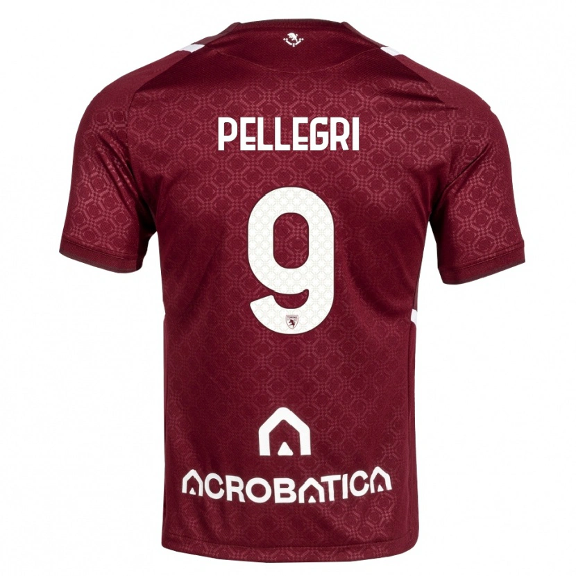 Danxen Homem Camisola Pietro Pellegri #9 Bordô Branco Principal 2026/27 Camisa Brasil