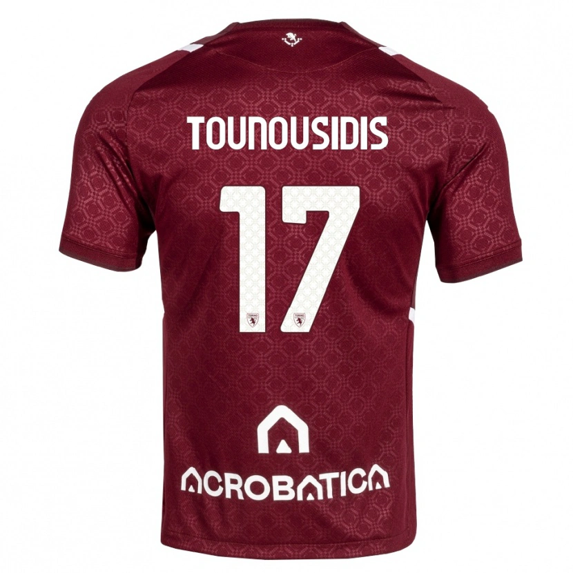 Danxen Homem Camisola Kyriakos Tounousidis #17 Bordô Branco Principal 2026/27 Camisa Brasil