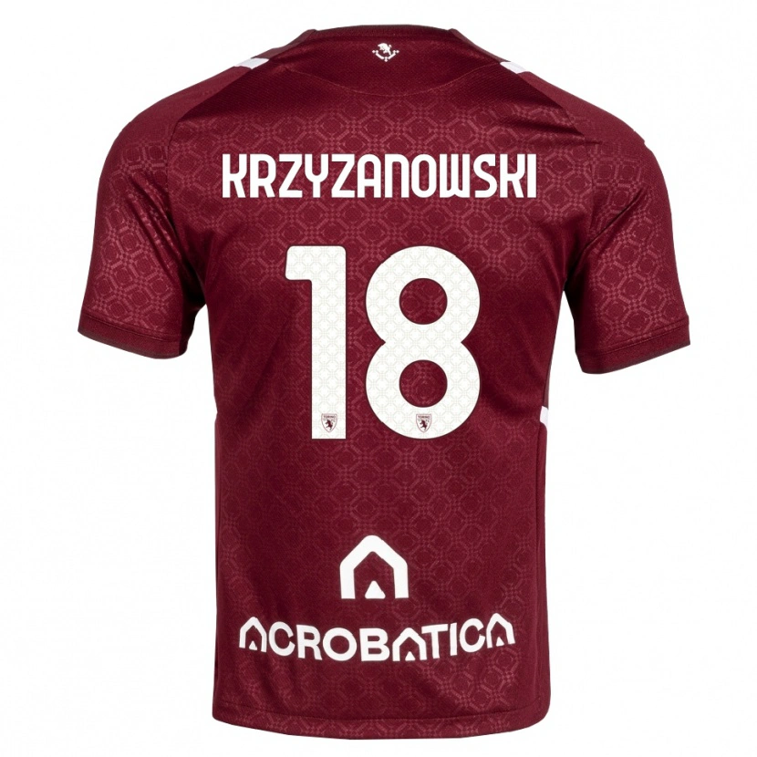 Danxen Homem Camisola Jakub Krzyzanowski #18 Bordô Branco Principal 2026/27 Camisa Brasil