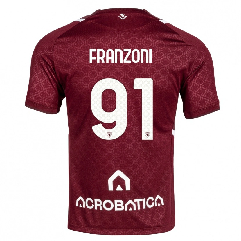 Danxen Homem Camisola Nicolò Franzoni #91 Bordô Branco Principal 2026/27 Camisa Brasil