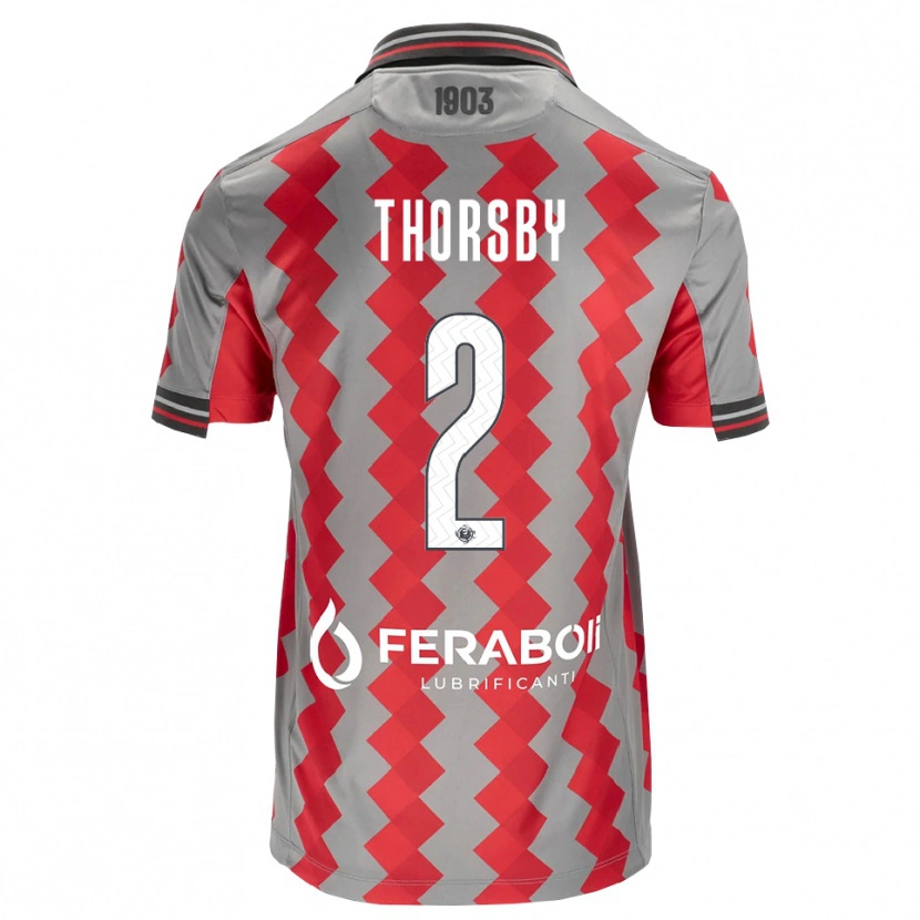 Danxen Homem Camisola Morten Thorsby #2 Cinza Vermelho Branco Principal 2026/27 Camisa Brasil