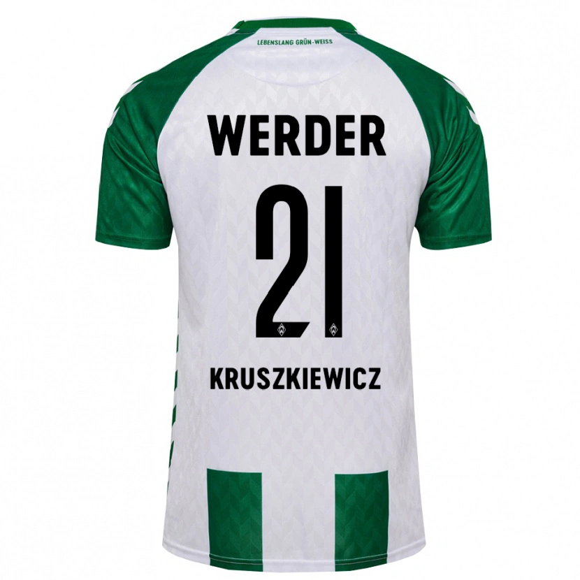 Danxen Homem Camisola Jakub Kruszkiewicz #21 Verde Branco Principal 2026/27 Camisa Brasil