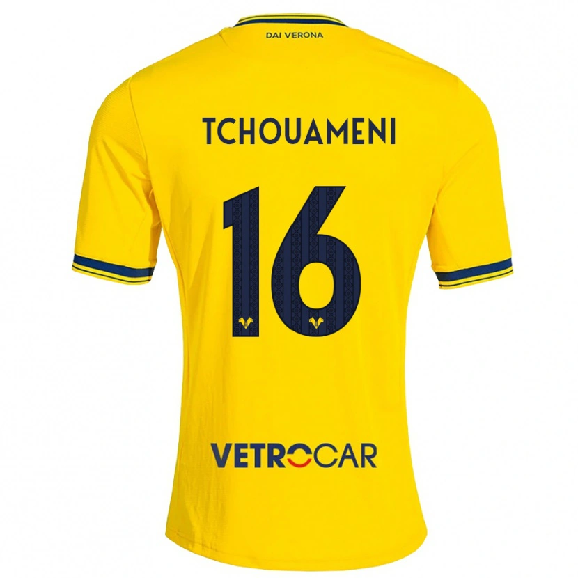 Danxen Homem Camisola Alex Tchouameni #16 Amarelo Vermelho Alternativa 2026/27 Camisa Brasil