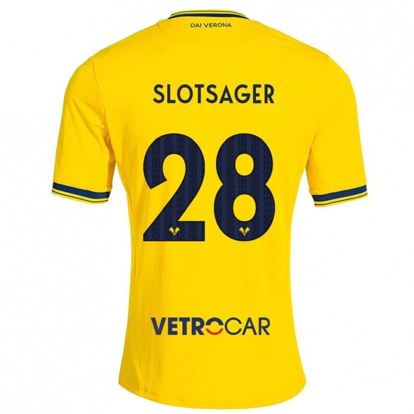 Danxen Homem Camisola Tobias Slotsager #28 Amarelo Vermelho Alternativa 2026/27 Camisa Brasil
