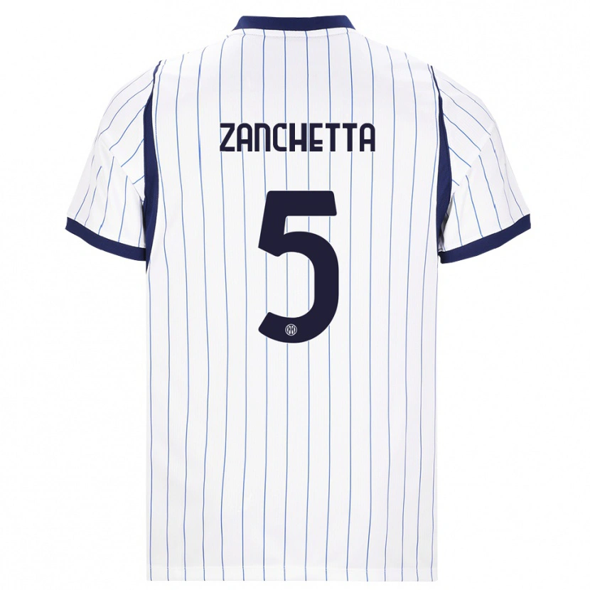 Danxen Homem Camisola Mattia Zanchetta #5 Branco Azul Marinho Alternativa 2026/27 Camisa Brasil