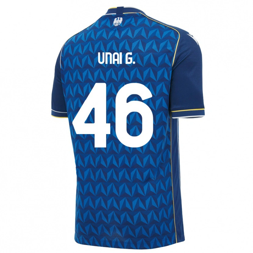Danxen Homem Camisola Unai Gómez #46 Azul Real Branco Azul Alternativa 2026/27 Camisa Brasil