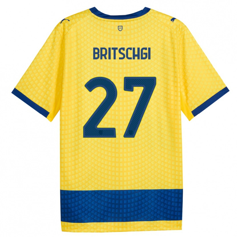 Danxen Homem Camisola Sascha Britschgi #27 Amarelo Azul Preto Alternativa 2026/27 Camisa Brasil