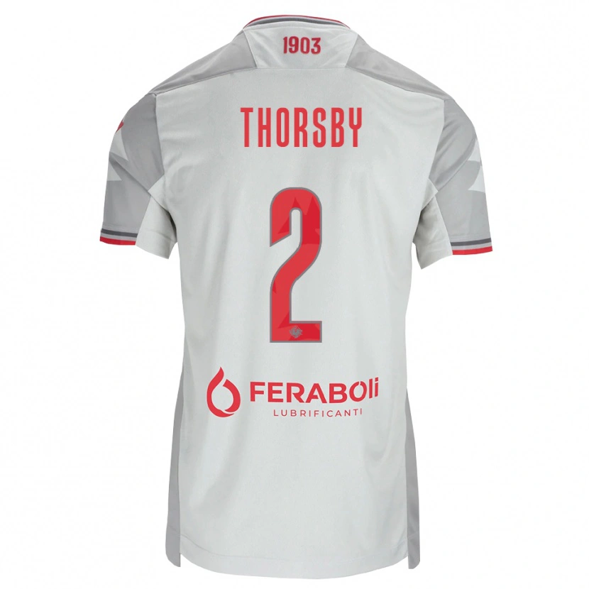Danxen Homem Camisola Morten Thorsby #2 Cinza Branco Vermelho Alternativa 2026/27 Camisa Brasil