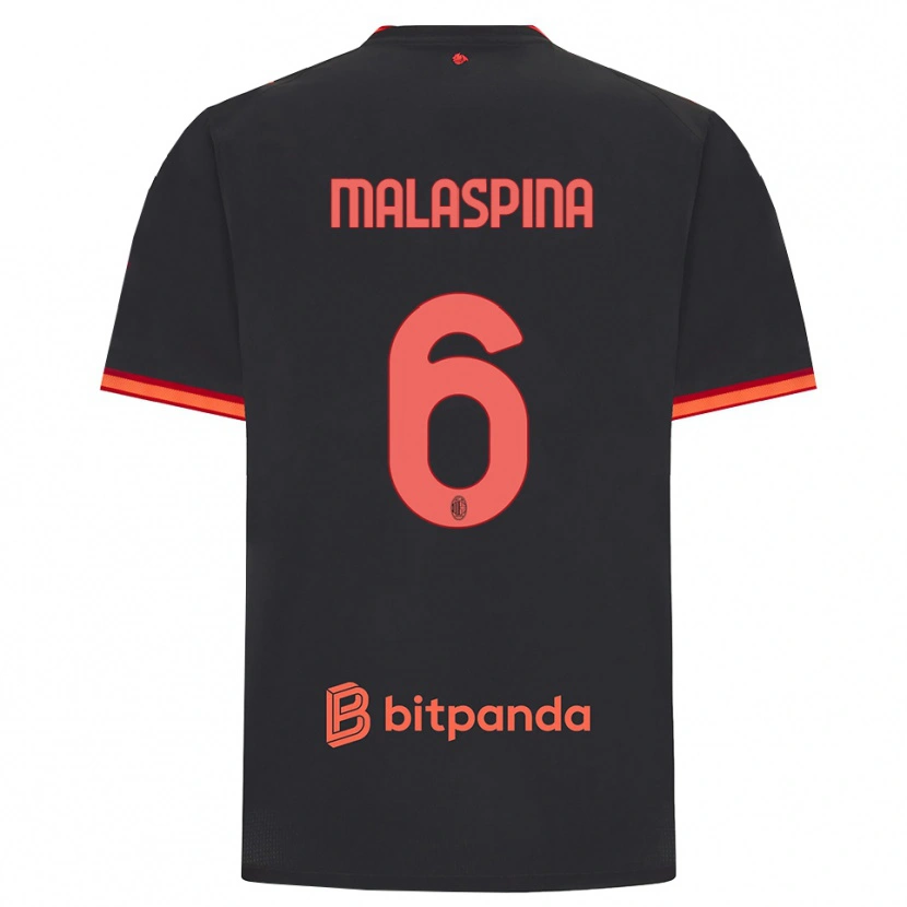 Danxen Homem Camisola Mattia Malaspina #6 Preto Vermelho Terceiro 2026/27 Camisa Brasil