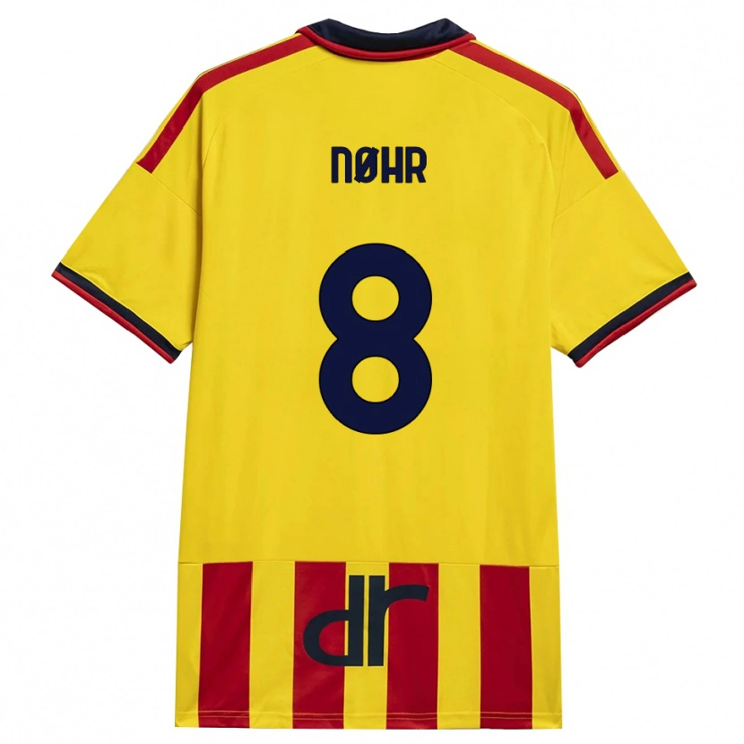 Danxen Mulher Camisola Gustav Nøhr #8 Amarelo Vermelho Principal 2026/27 Camisa Brasil