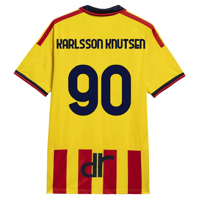Danxen Mulher Camisola Storm Karlsson Knutsen #90 Amarelo Vermelho Principal 2026/27 Camisa Brasil