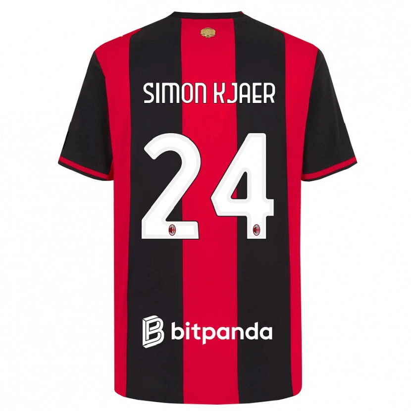 Danxen Mulher Camisola Simon Kjaer #24 Vermelho Preto Branco Principal 2026/27 Camisa Brasil