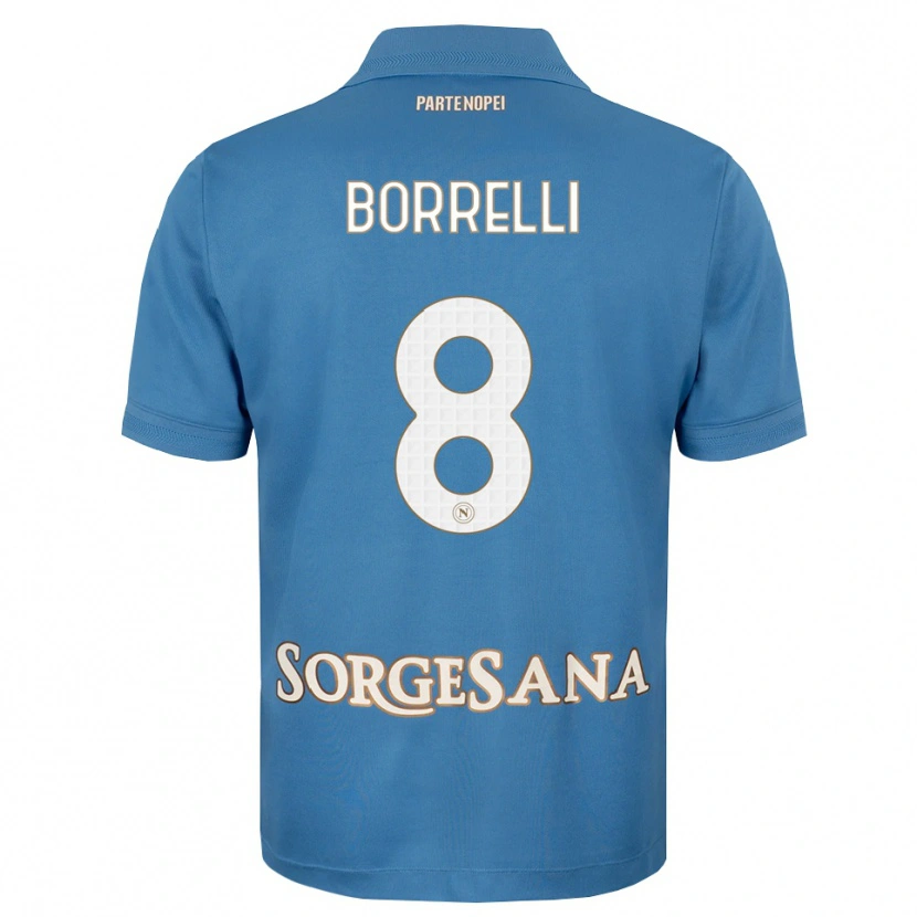 Danxen Mulher Camisola Ciro Borrelli #8 Azul Bruma Branco Principal 2026/27 Camisa Brasil