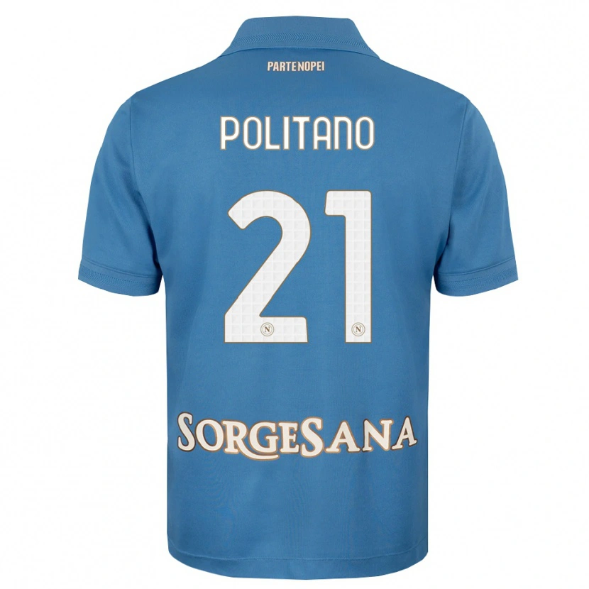 Danxen Mulher Camisola Matteo Politano #21 Azul Bruma Branco Principal 2026/27 Camisa Brasil