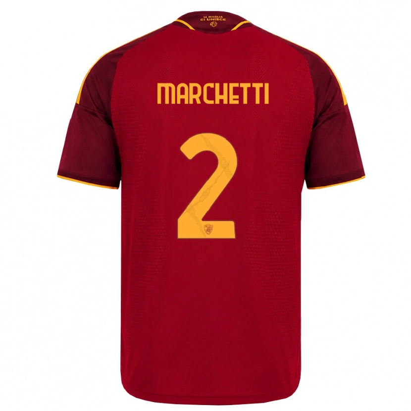 Danxen Mulher Camisola Tommaso Marchetti #2 Vermelho Dourado Amarelo Principal 2026/27 Camisa Brasil