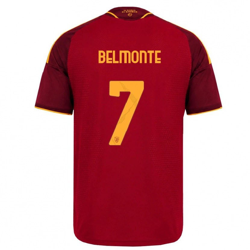 Danxen Mulher Camisola Samuele Belmonte #7 Vermelho Dourado Amarelo Principal 2026/27 Camisa Brasil
