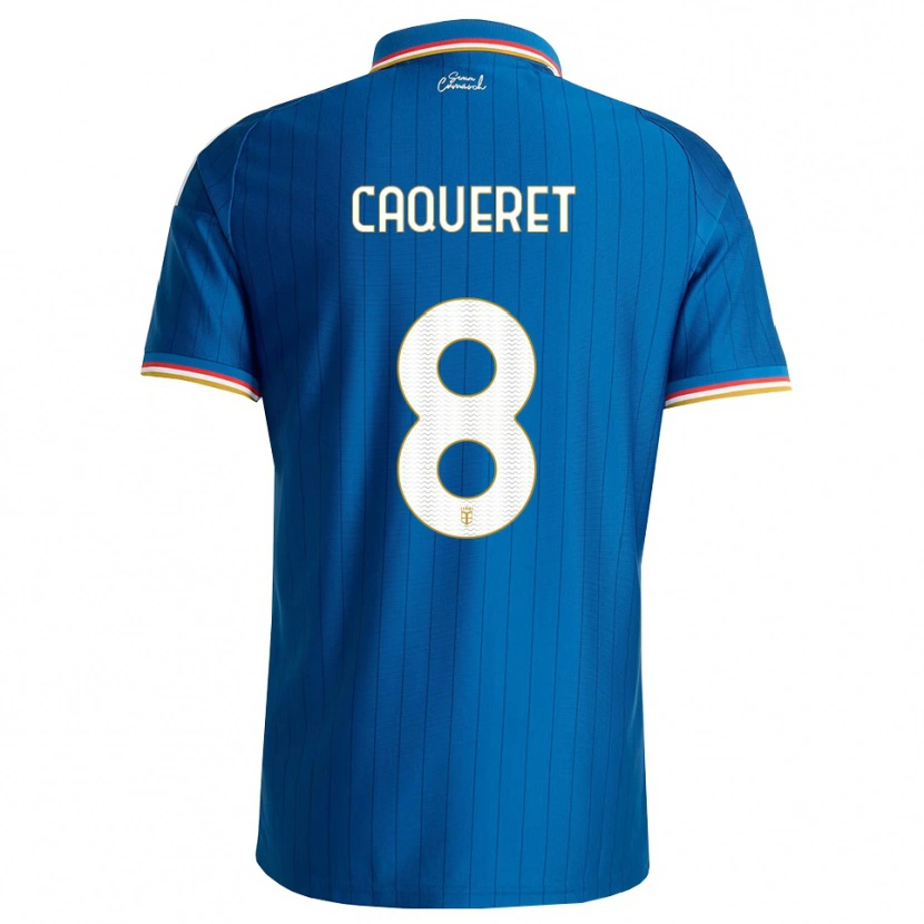 Danxen Mulher Camisola Maxence Caqueret #8 Azul Branco Vermelho Principal 2026/27 Camisa Brasil