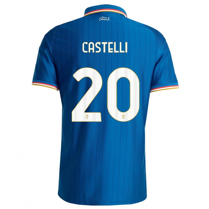 Danxen Mulher Camisola Matteo Castelli #20 Azul Branco Vermelho Principal 2026/27 Camisa Brasil