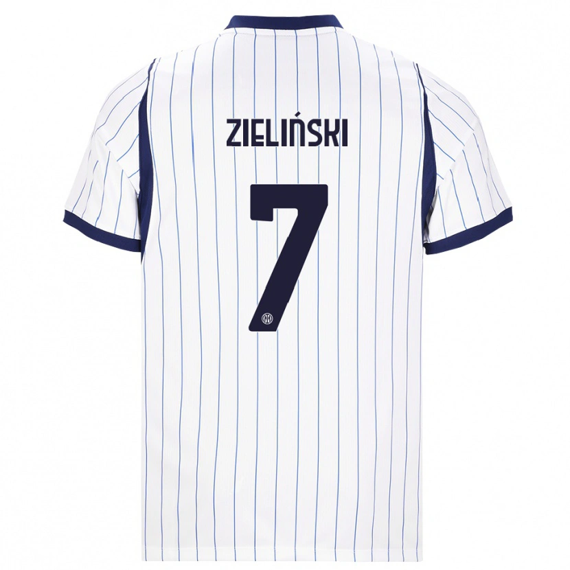 Danxen Mulher Camisola Piotr Zielinski #7 Branco Azul Marinho Alternativa 2026/27 Camisa Brasil