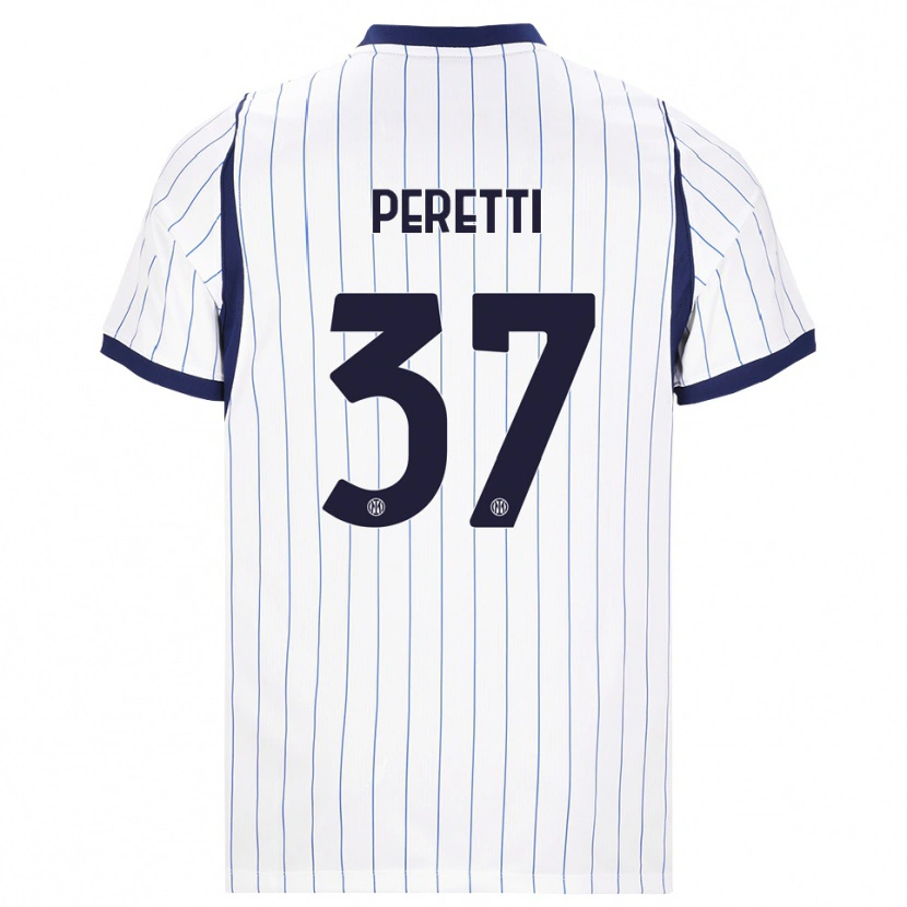 Danxen Mulher Camisola Lorenzo Peretti #37 Branco Azul Marinho Alternativa 2026/27 Camisa Brasil