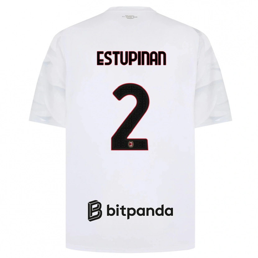 Danxen Mulher Camisola Pervis Estupiñán #2 Branco Vermelho Preto Alternativa 2026/27 Camisa Brasil