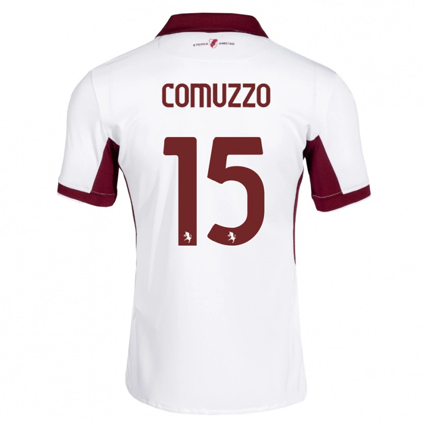 Danxen Mulher Camisola Pietro Comuzzo #15 Bordô Branco Vermelho Alternativa 2026/27 Camisa Brasil