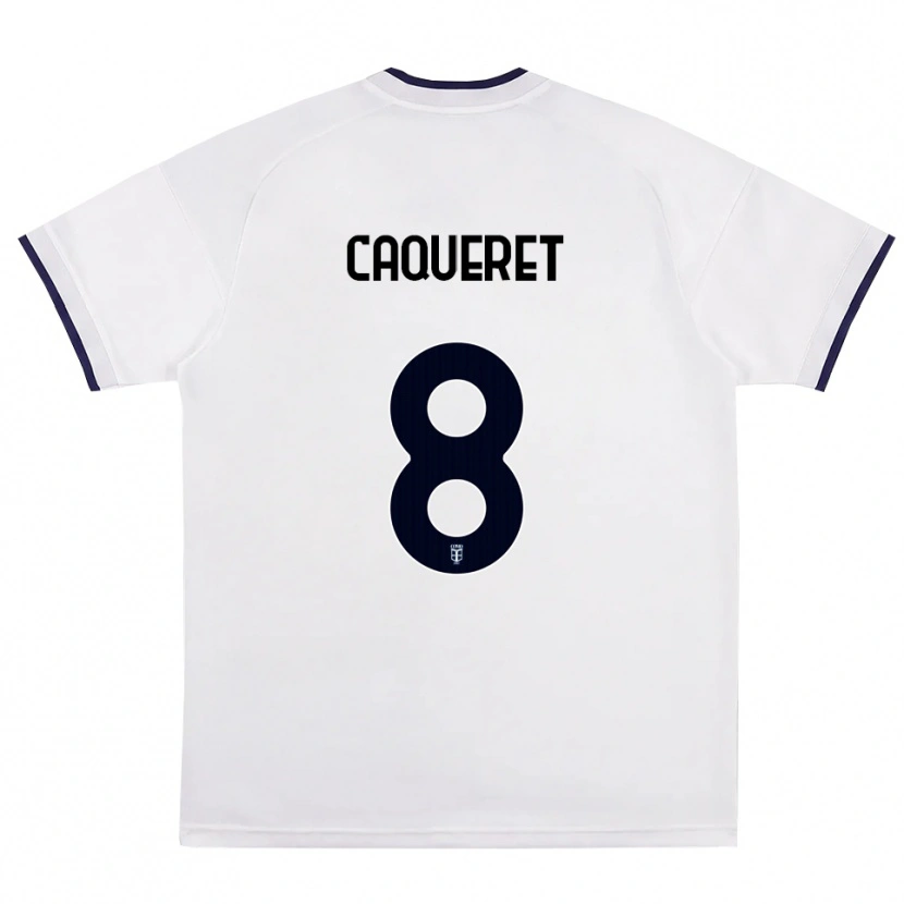 Danxen Mulher Camisola Maxence Caqueret #8 Branco Vermelho Azul Real Alternativa 2026/27 Camisa Brasil