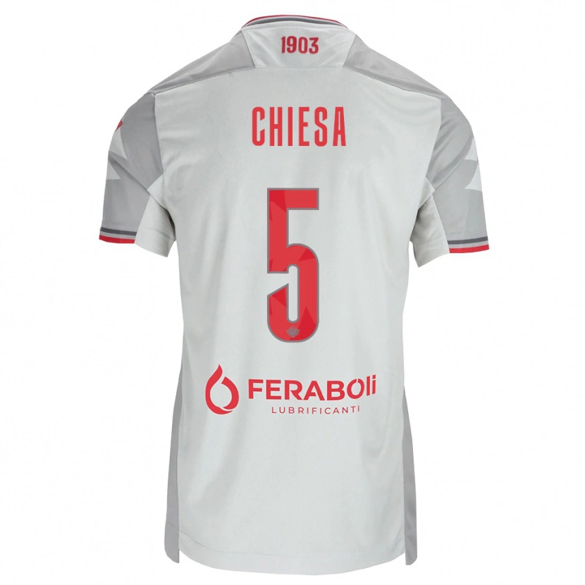 Danxen Mulher Camisola Mattia Chiesa #5 Cinza Branco Vermelho Alternativa 2026/27 Camisa Brasil