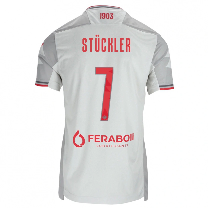 Danxen Mulher Camisola David Stückler #7 Cinza Branco Vermelho Alternativa 2026/27 Camisa Brasil