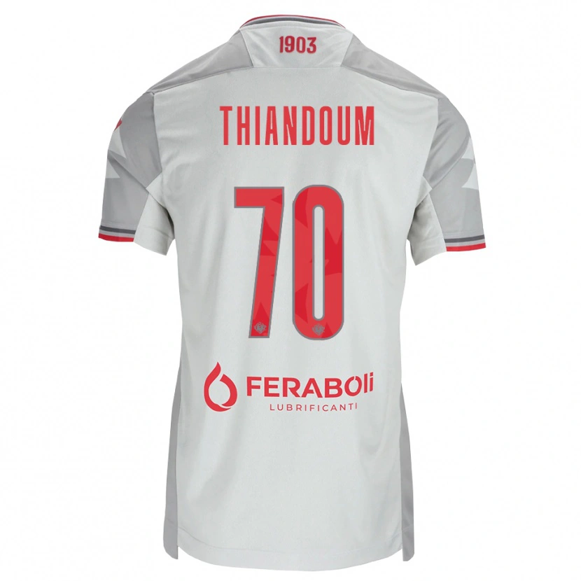 Danxen Mulher Camisola Omar Thiandoum #70 Cinza Branco Vermelho Alternativa 2026/27 Camisa Brasil
