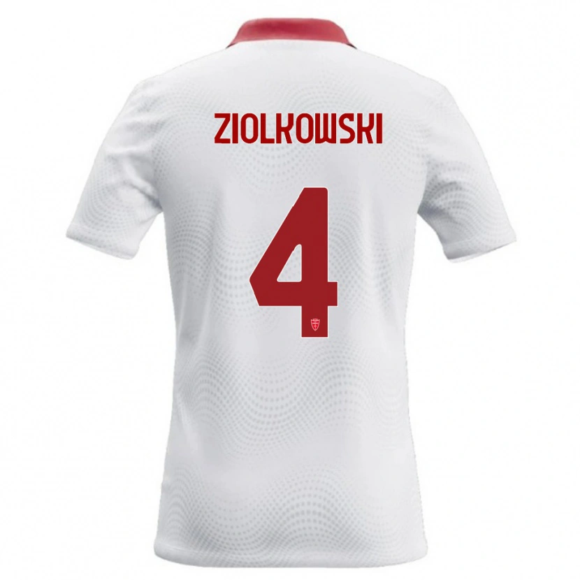Danxen Criança Camisola Jan Ziolkowski #4 Branco Vermelho Alternativa 2026/27 Camisa Brasil