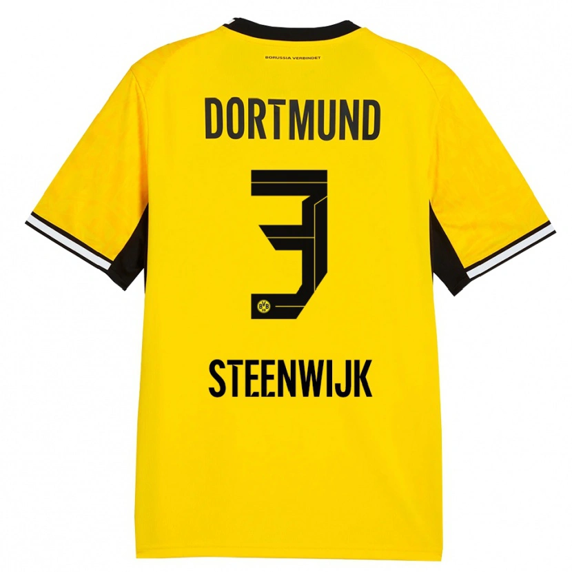 Danxen Criança Camisola Jenske Steenwijk #3 Amarelo Preto Branco Principal 2026/27 Camisa Brasil
