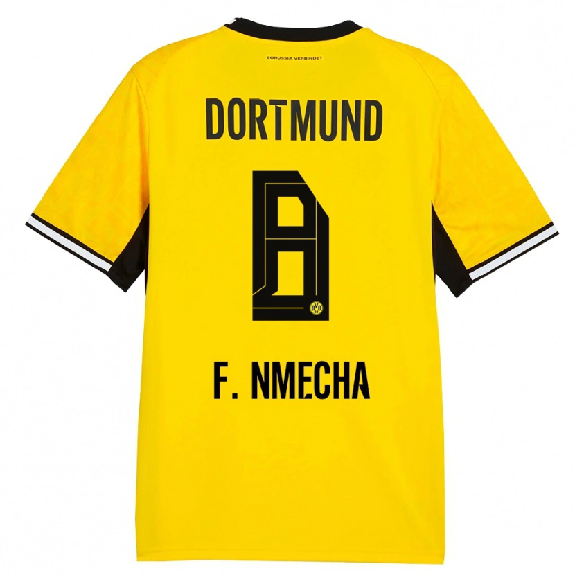 Danxen Criança Camisola Felix Nmecha #8 Amarelo Preto Branco Principal 2026/27 Camisa Brasil
