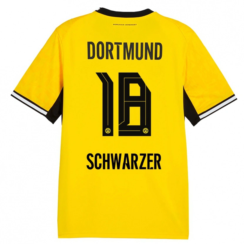 Danxen Criança Camisola Jonas Schwarzer #18 Amarelo Preto Branco Principal 2026/27 Camisa Brasil