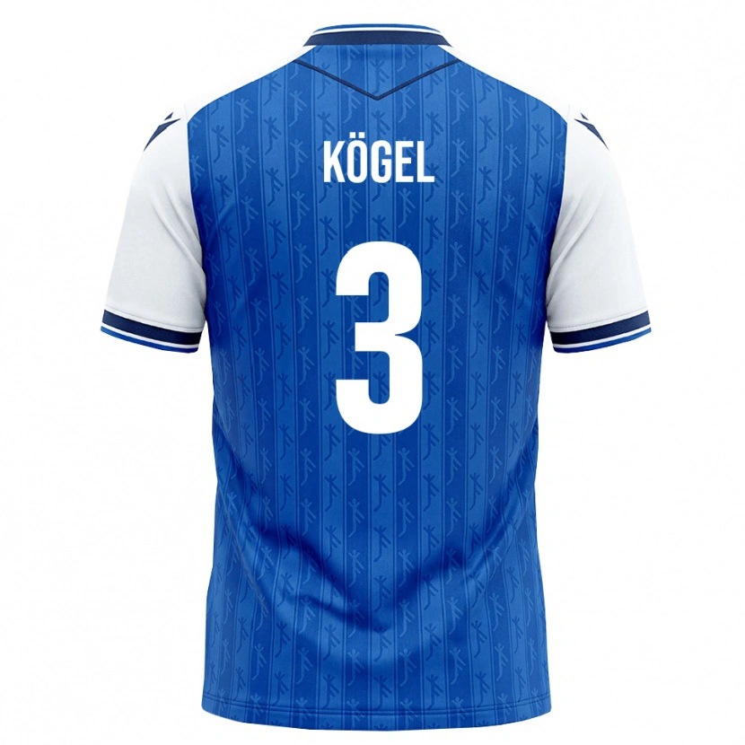 Danxen Criança Camisola Elias Kögel #3 Azul Real Branco Principal 2026/27 Camisa Brasil
