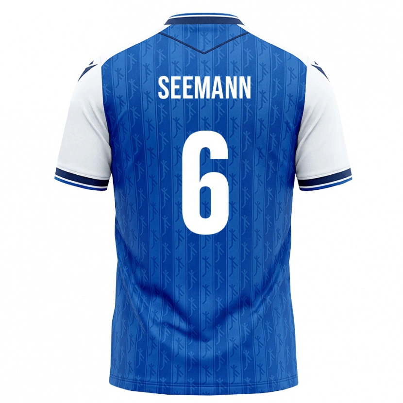Danxen Criança Camisola Elias Seemann #6 Azul Real Branco Principal 2026/27 Camisa Brasil