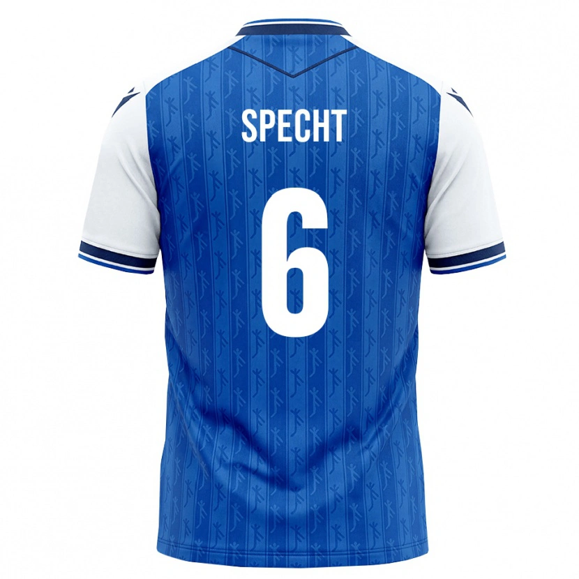 Danxen Criança Camisola Michaela Specht #6 Azul Real Branco Principal 2026/27 Camisa Brasil