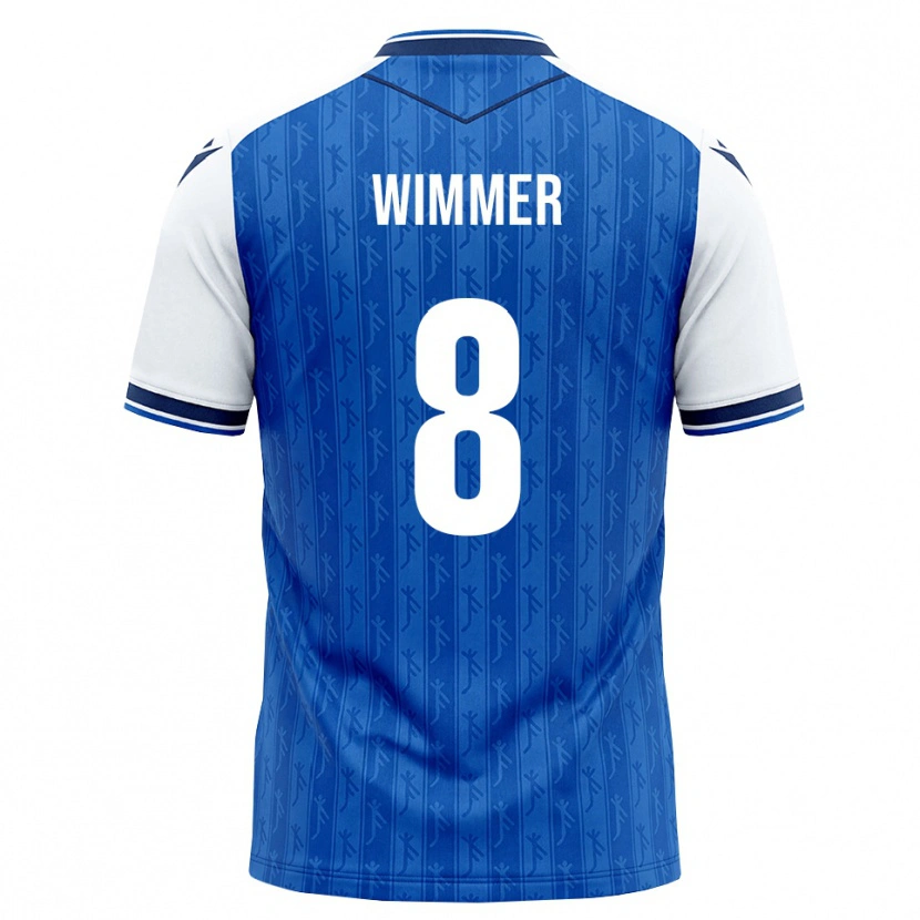 Danxen Criança Camisola Patrick Wimmer #8 Azul Real Branco Principal 2026/27 Camisa Brasil