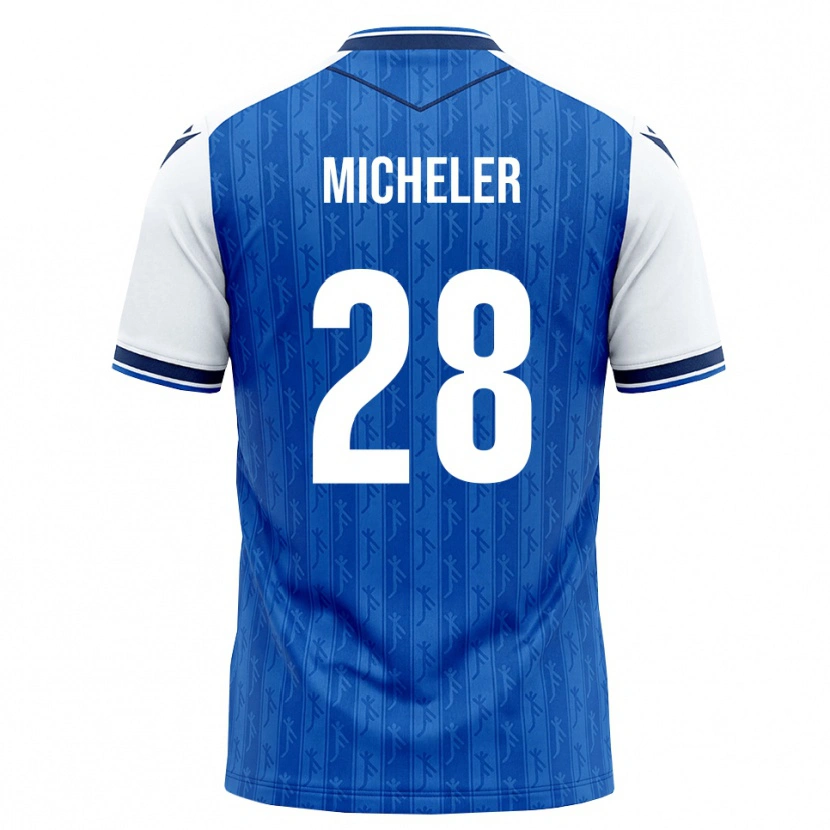 Danxen Criança Camisola Florian Micheler #28 Azul Real Branco Principal 2026/27 Camisa Brasil