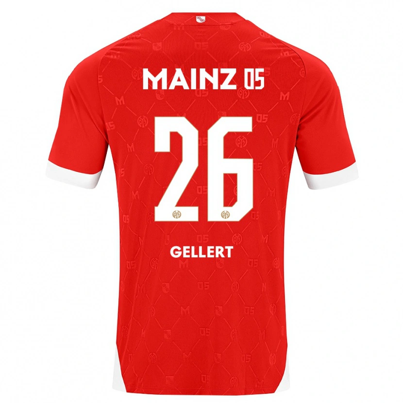 Danxen Criança Camisola Mona Gellert #26 Vermelho Branco Principal 2026/27 Camisa Brasil