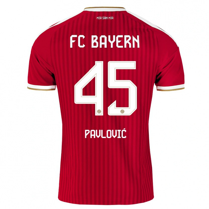 Danxen Criança Camisola Aleksandar Pavlovic #45 Vermelho Branco Azul Principal 2026/27 Camisa Brasil