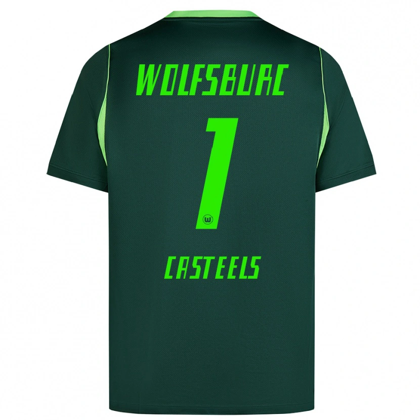 Danxen Criança Camisola Koen Casteels #1 Verde Escuro Branco Principal 2026/27 Camisa Brasil