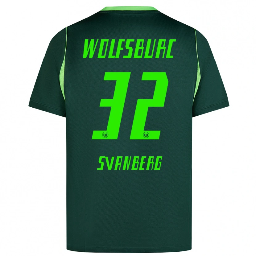Danxen Criança Camisola Mattias Svanberg #32 Verde Escuro Branco Principal 2026/27 Camisa Brasil